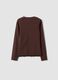 Brown ribbed organic stretch cotton T-shirt_1