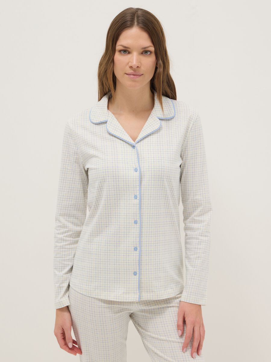 White check pyjamas in pure cotton regular fit_1