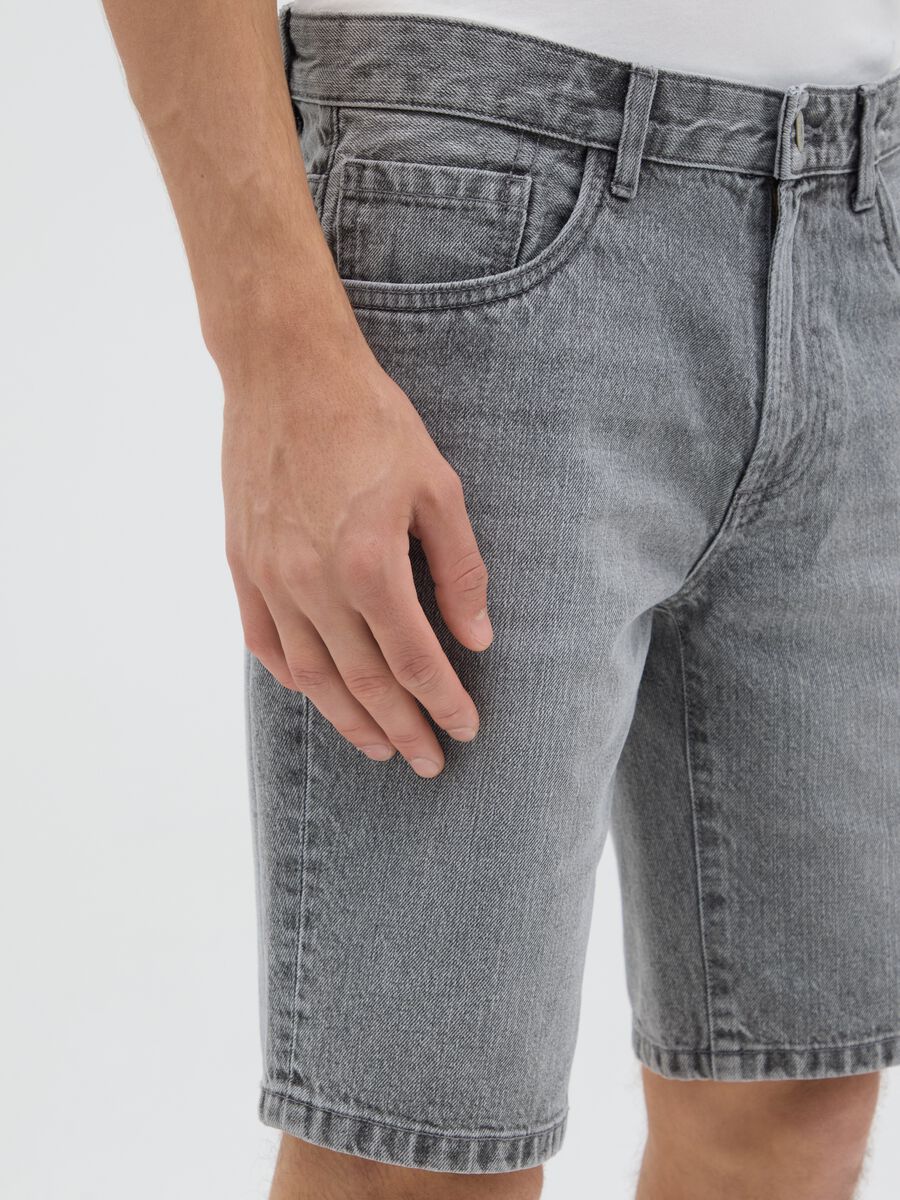 Men's grey slim fit pure cotton shorts_2