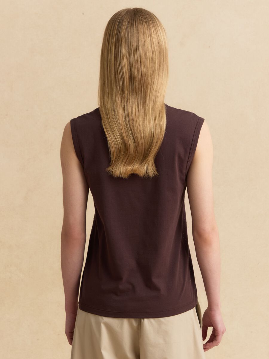 Brown cotton-blend top_3