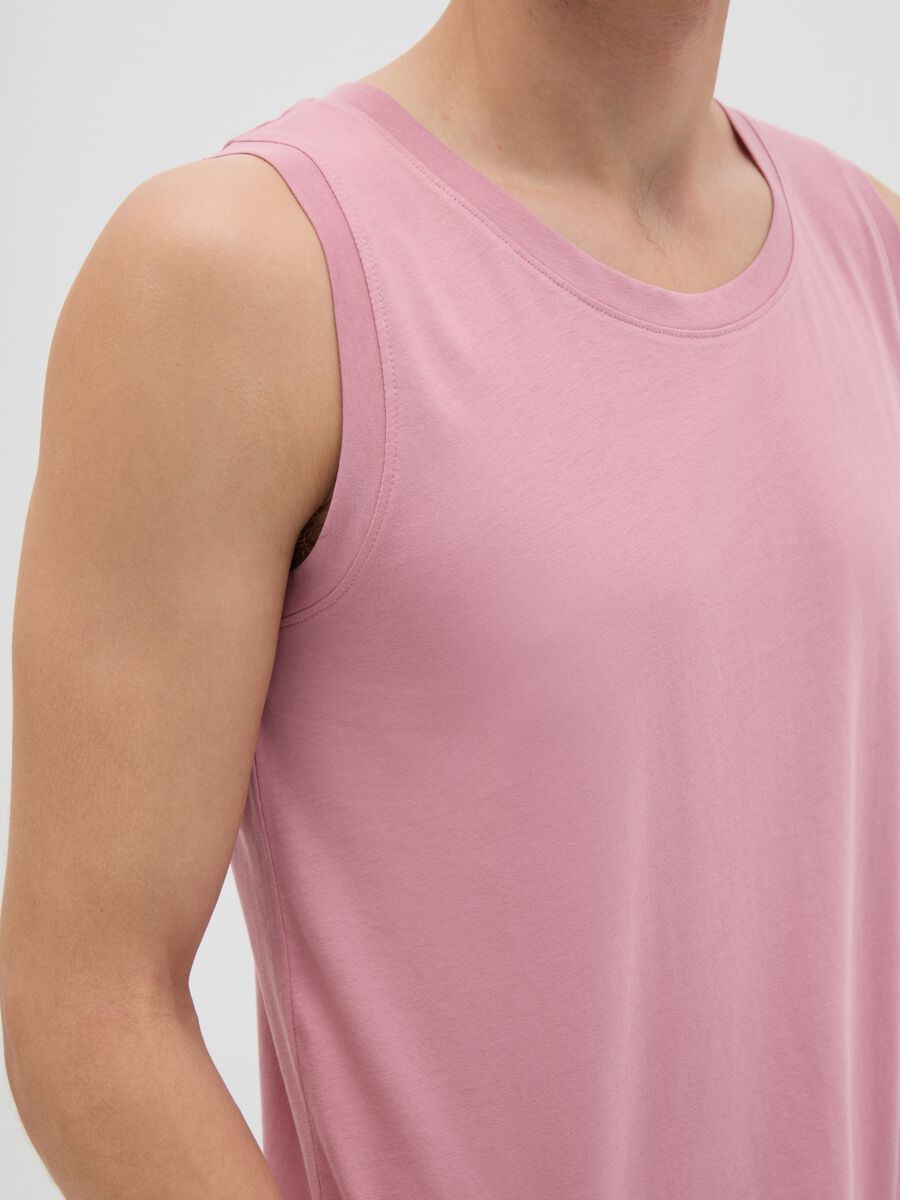 Men's basic pink cotton tank top - regular fit_2