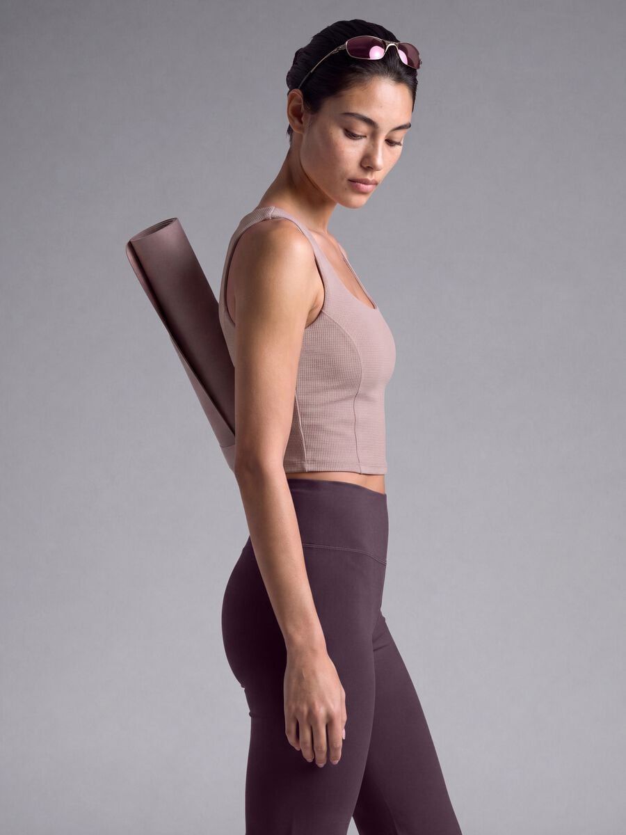 Top rosa crop in tessuto elasticizzato_0