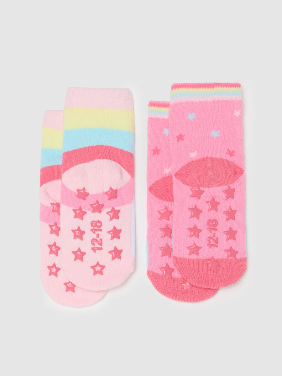 Two-pair pack slipper socks with unicorns design_1