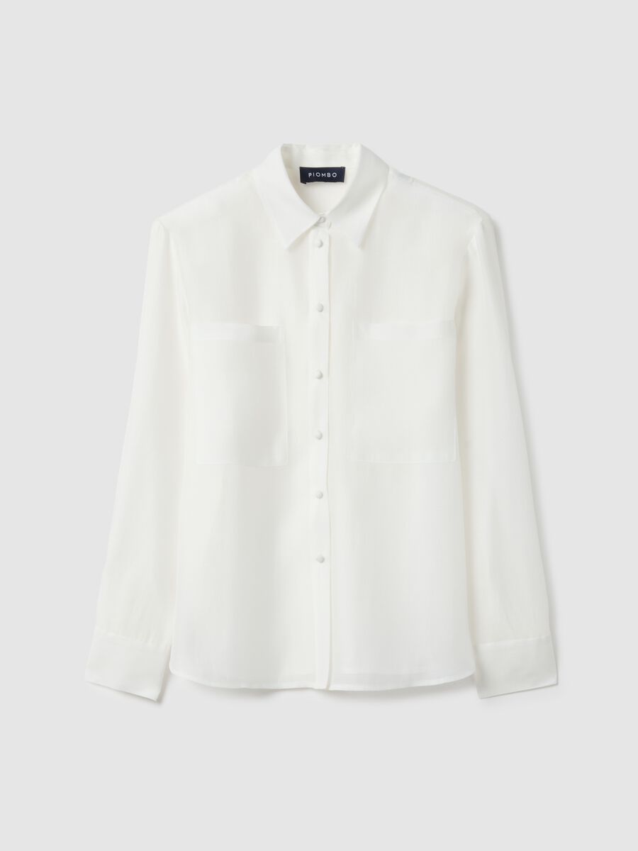 White Oversized Fit Lyocell Blend Shirt_4