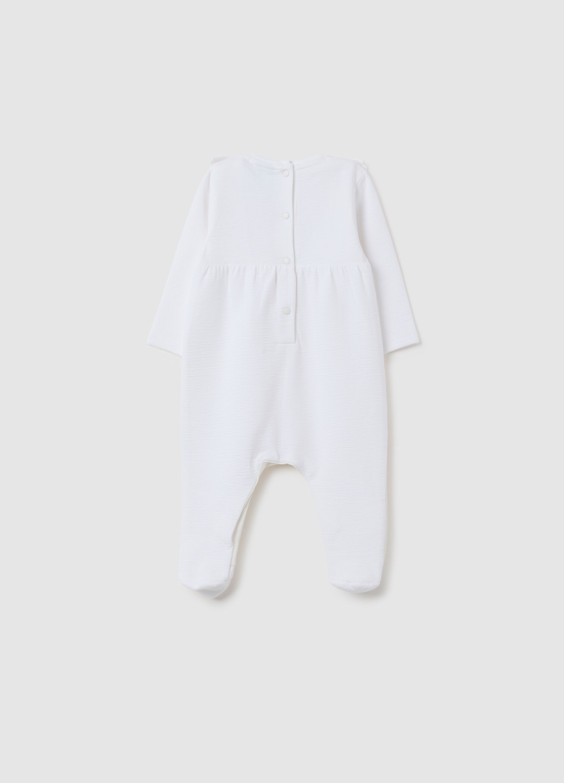 White Cotton Blend Baby Girl Romper