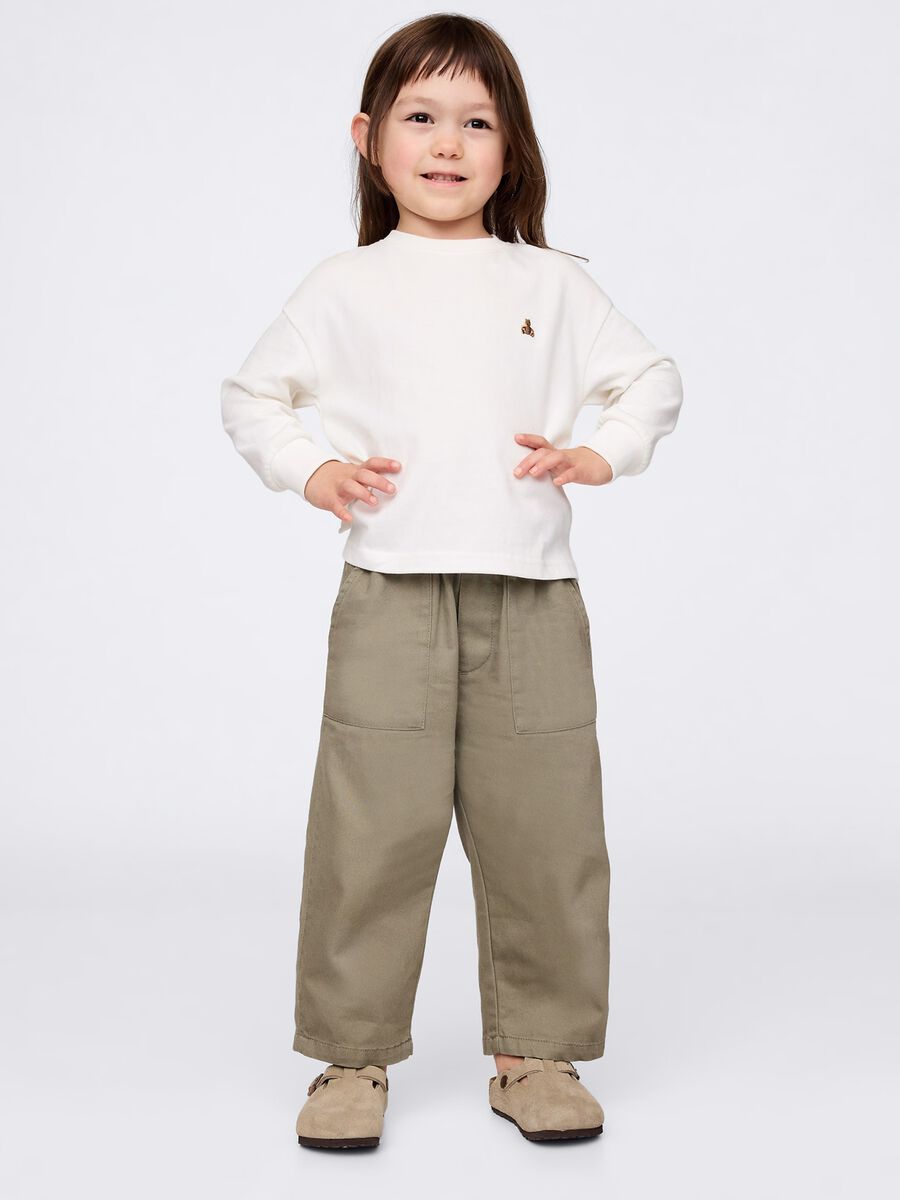 Green wide trousers in cotton and Lyocell blend_1