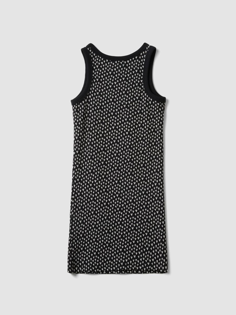 Girls&rsquo; black fitted stretch cotton dress with hearts_4