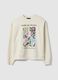 Beige regular fit cotton blend sweatshirt with print_0