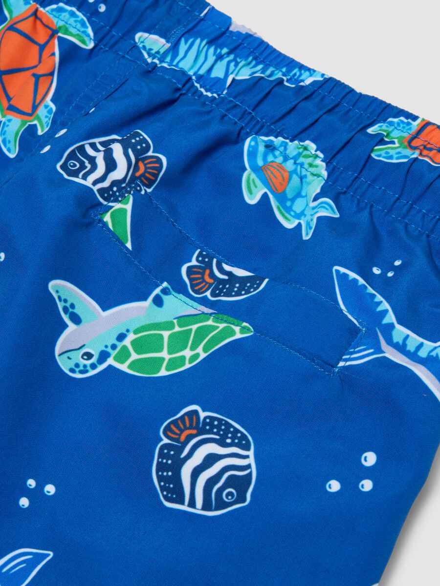 Blue boys&rsquo; swim shorts with ocean print_3