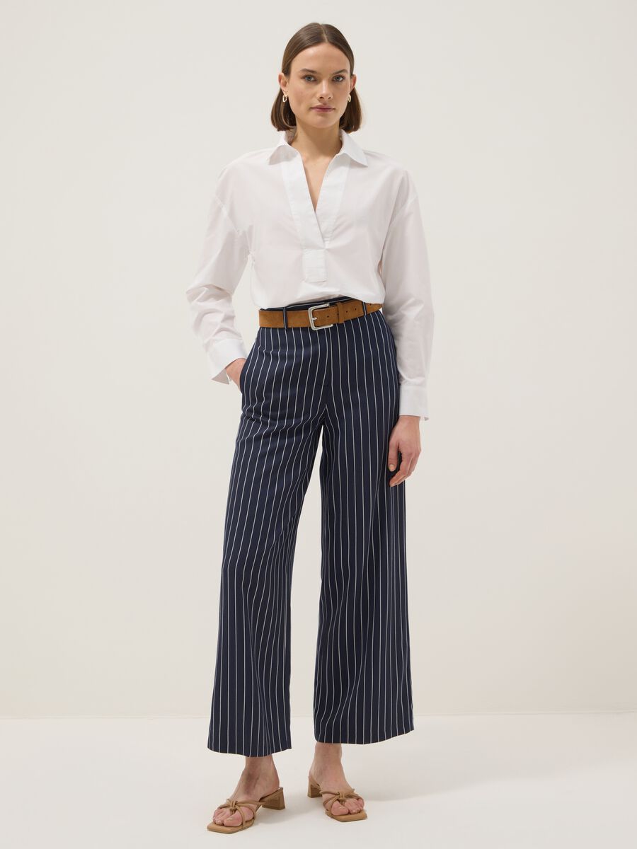 Multicolour Striped Viscose-Blend Oversize Fit Trousers_0