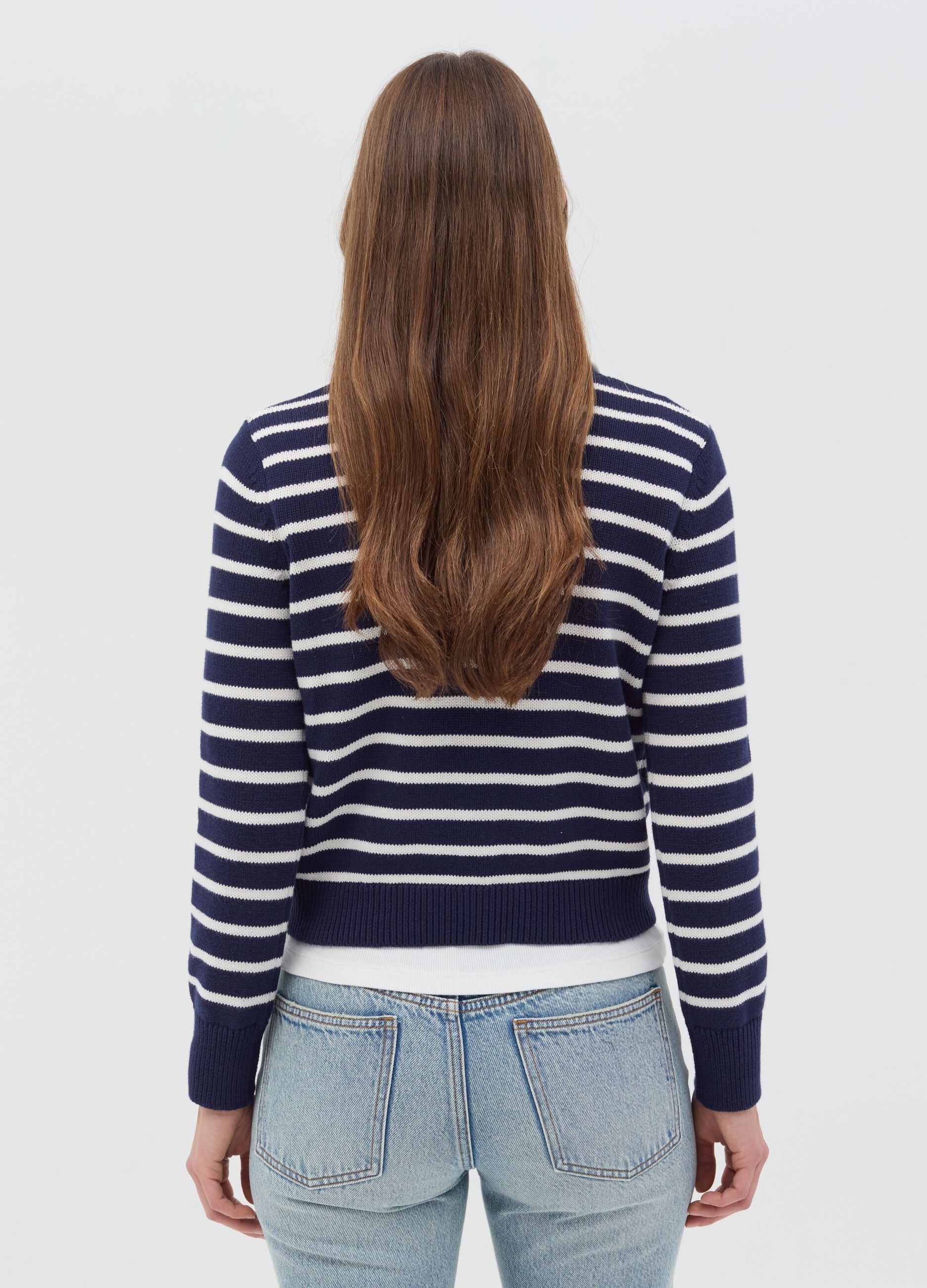 Striped cardigan with gold-coloured buttons