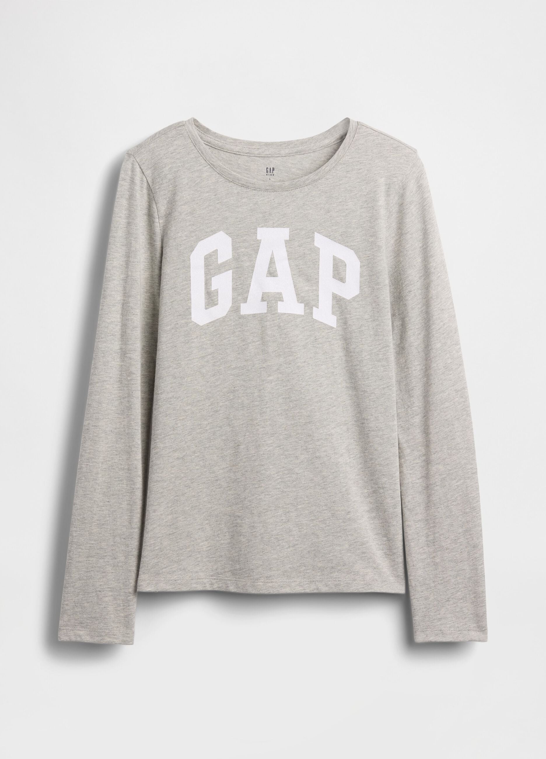 Light grey long-sleeve pure cotton T-shirt with GAP logo