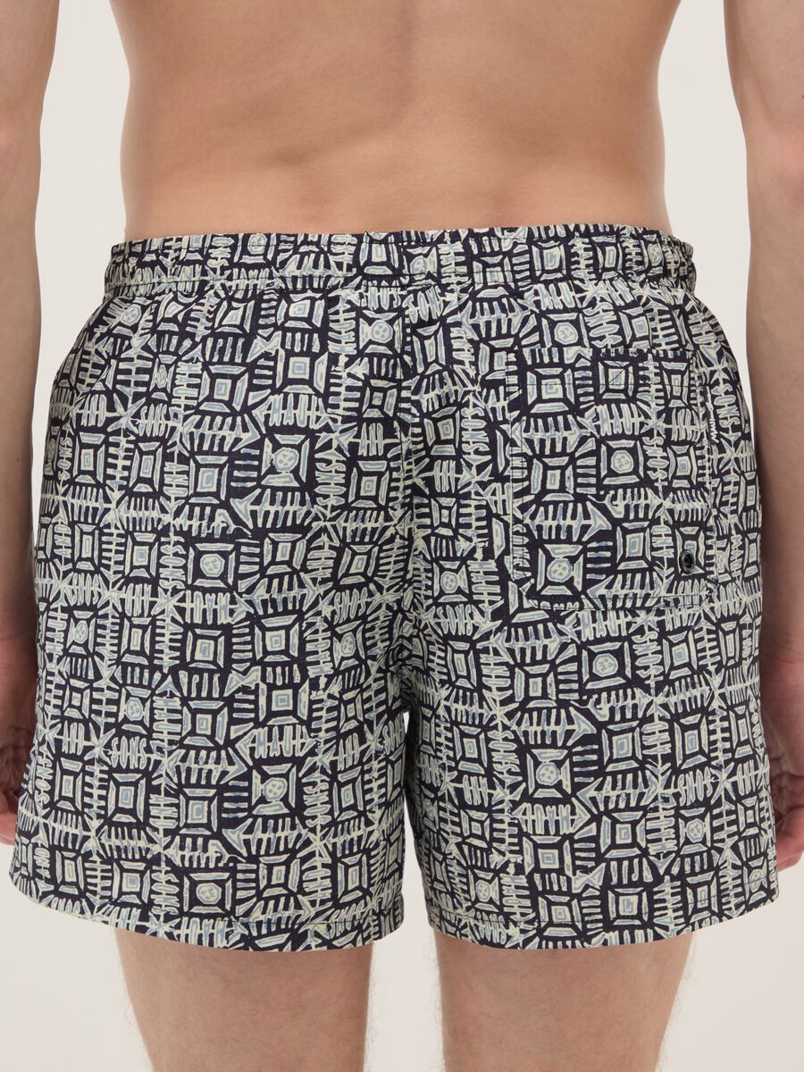 Boxer da mare con fantasia geometrica multicolor_2