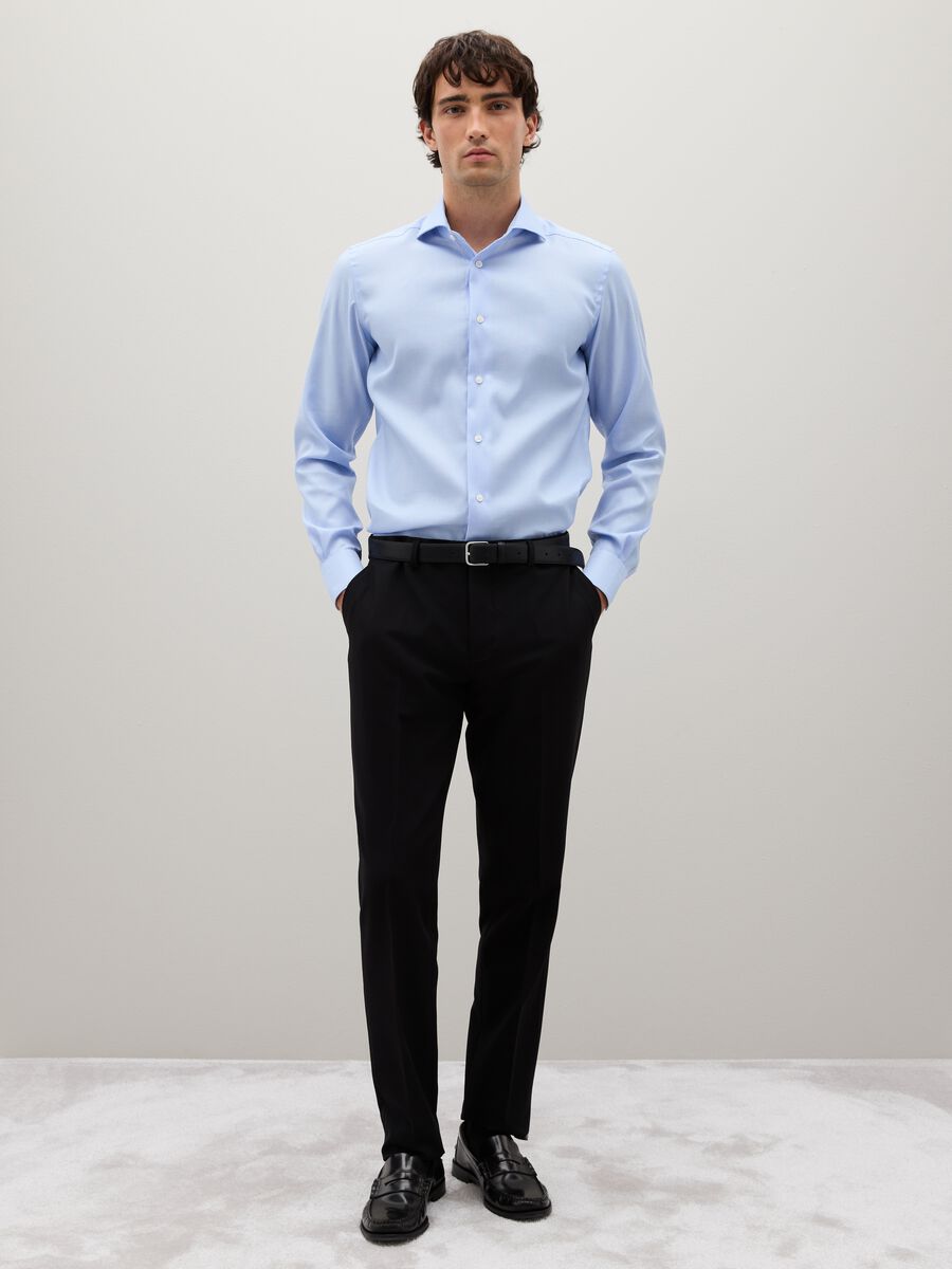 Slim fit blue cotton shirt_2