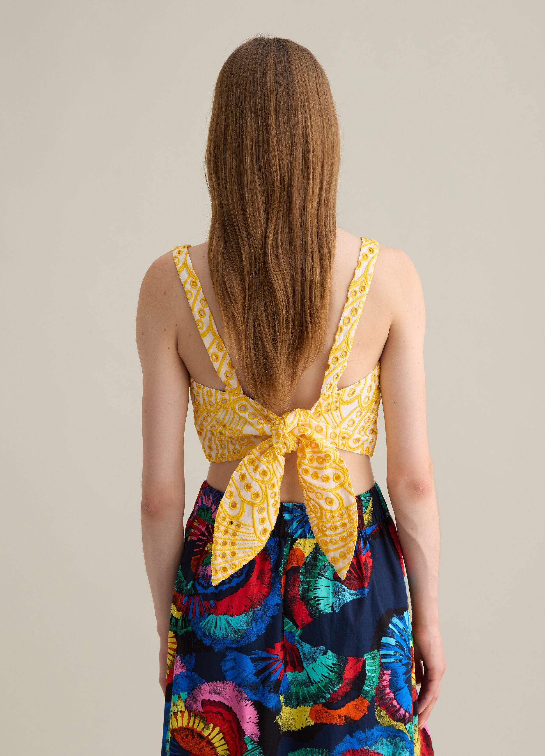 Women’s multicoloured crop top in 100% cotton with regular fit