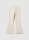 Beige stretch cotton flared trousers for girls_4