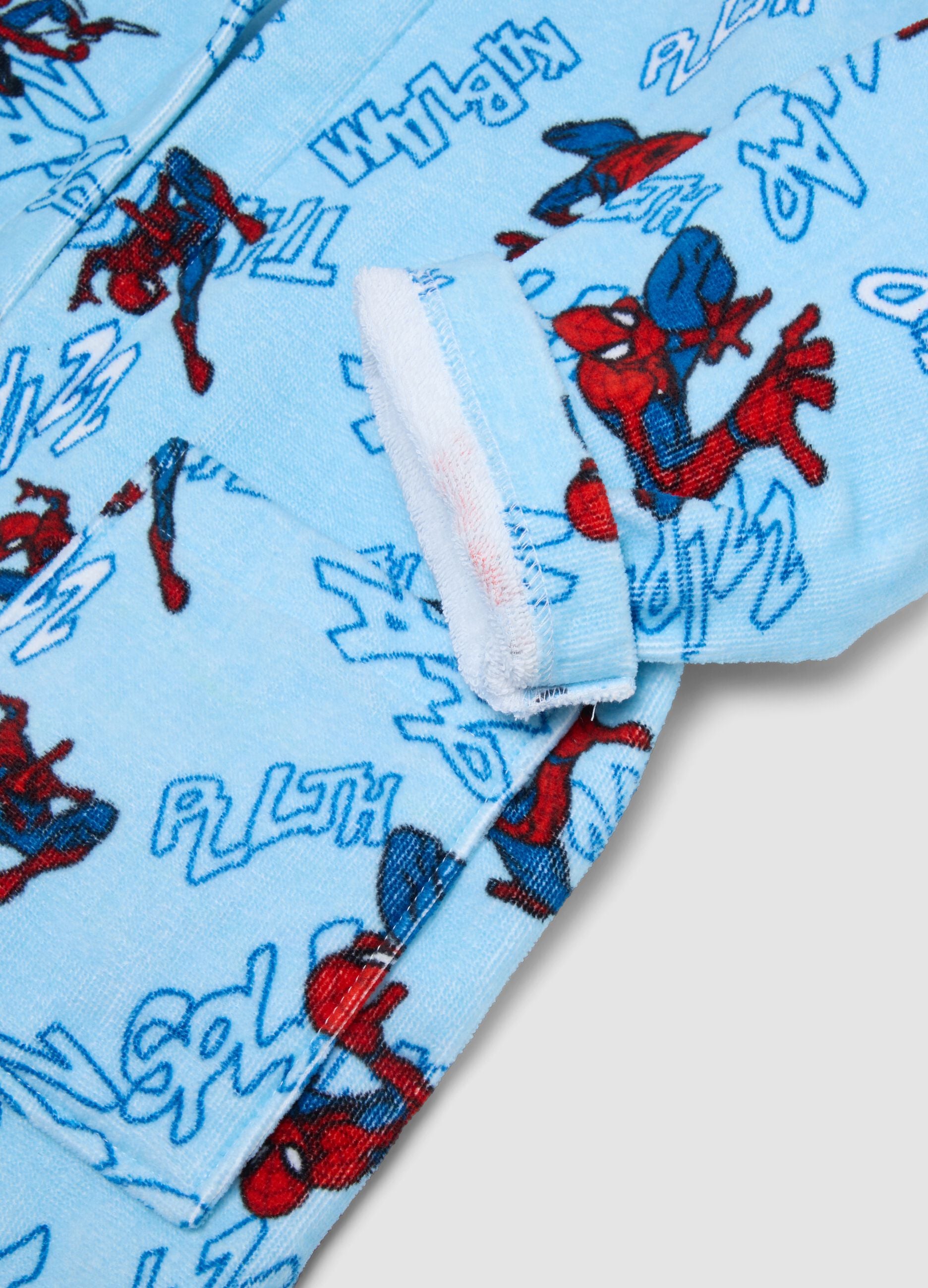 Blue pure cotton hooded MARVEL Spider-Man bathrobe for boys
