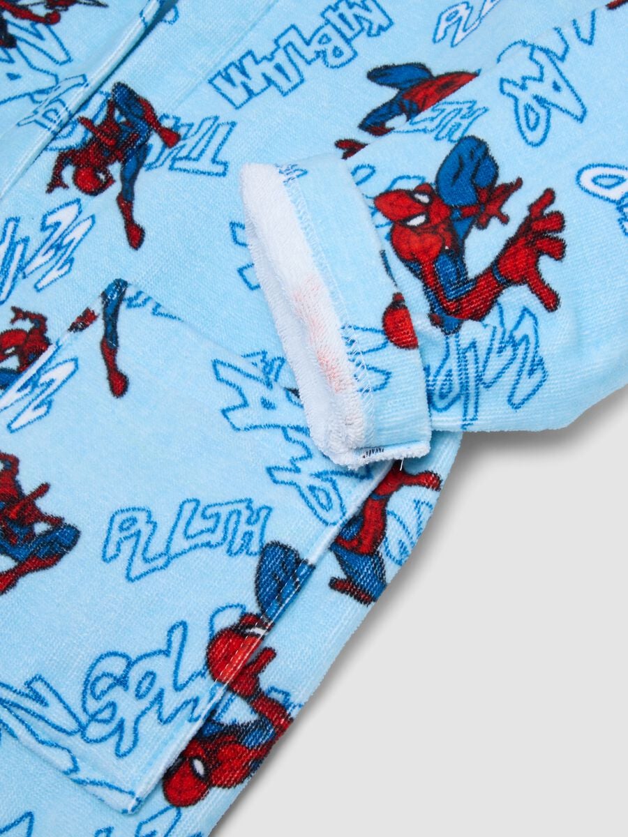 Blue pure cotton hooded MARVEL Spider-Man bathrobe for boys_2