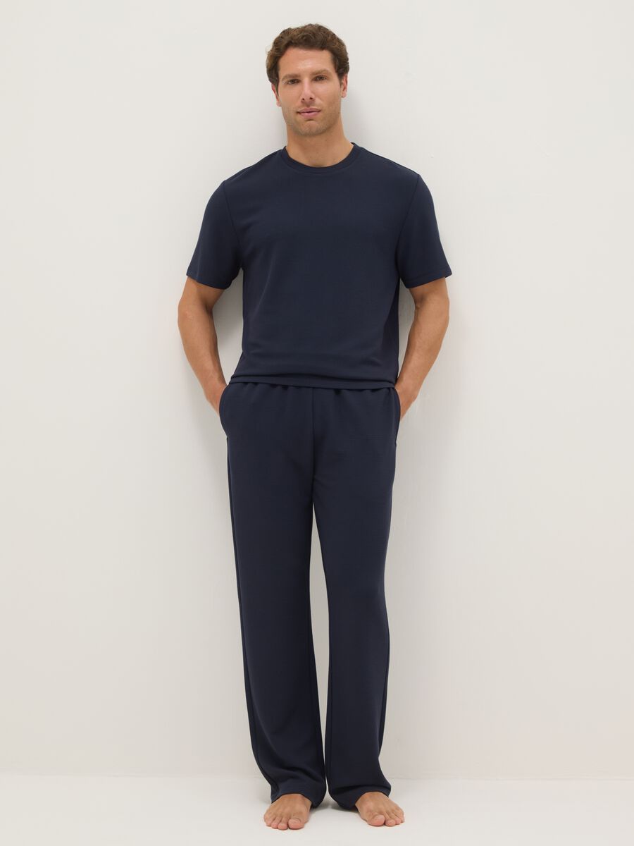 Blue viscose blend pyjama trousers regular fit_0