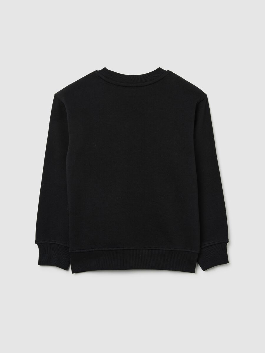 Children's black cotton sweatshirt in regular fit with print_1