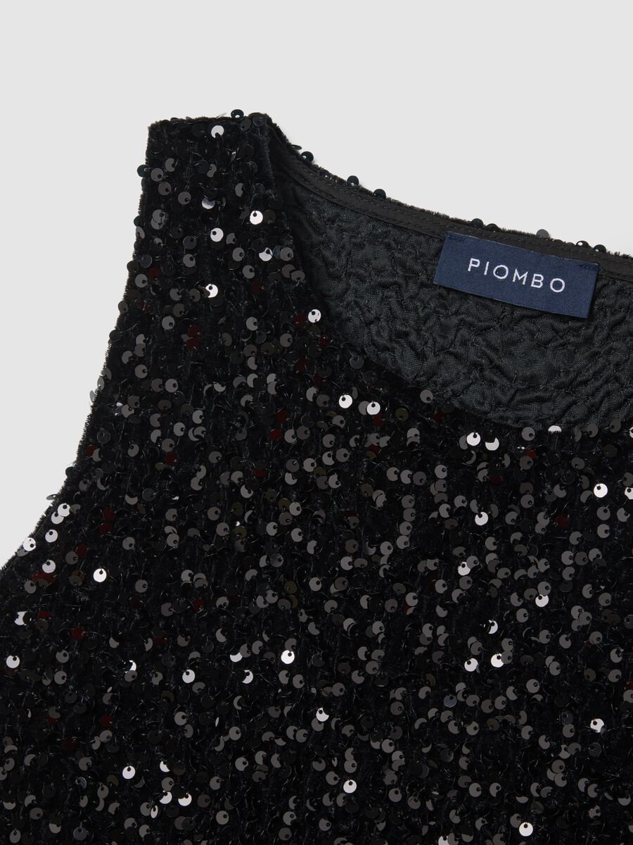 Black regular fit tank top with sequins_5
