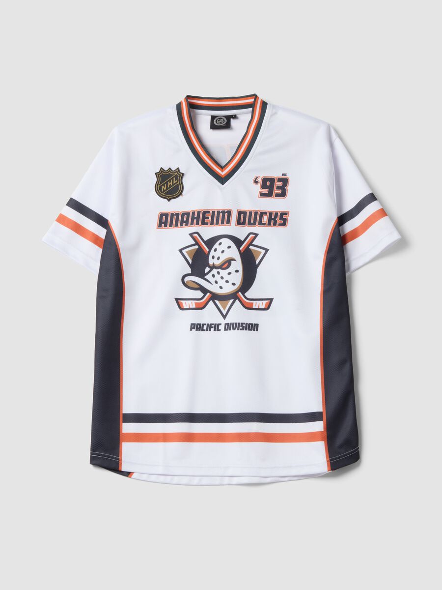 White sports T-shirt with Anaheim Ducks print_0