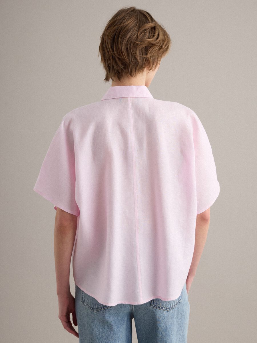 Pink pure linen regular-fit shirt_3