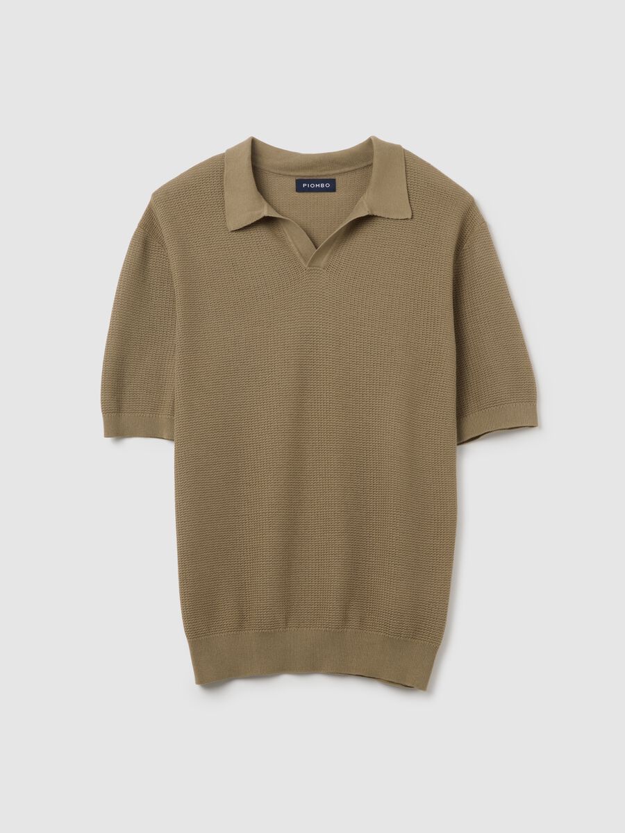 Men's beige pure cotton polo shirt, regular fit_0