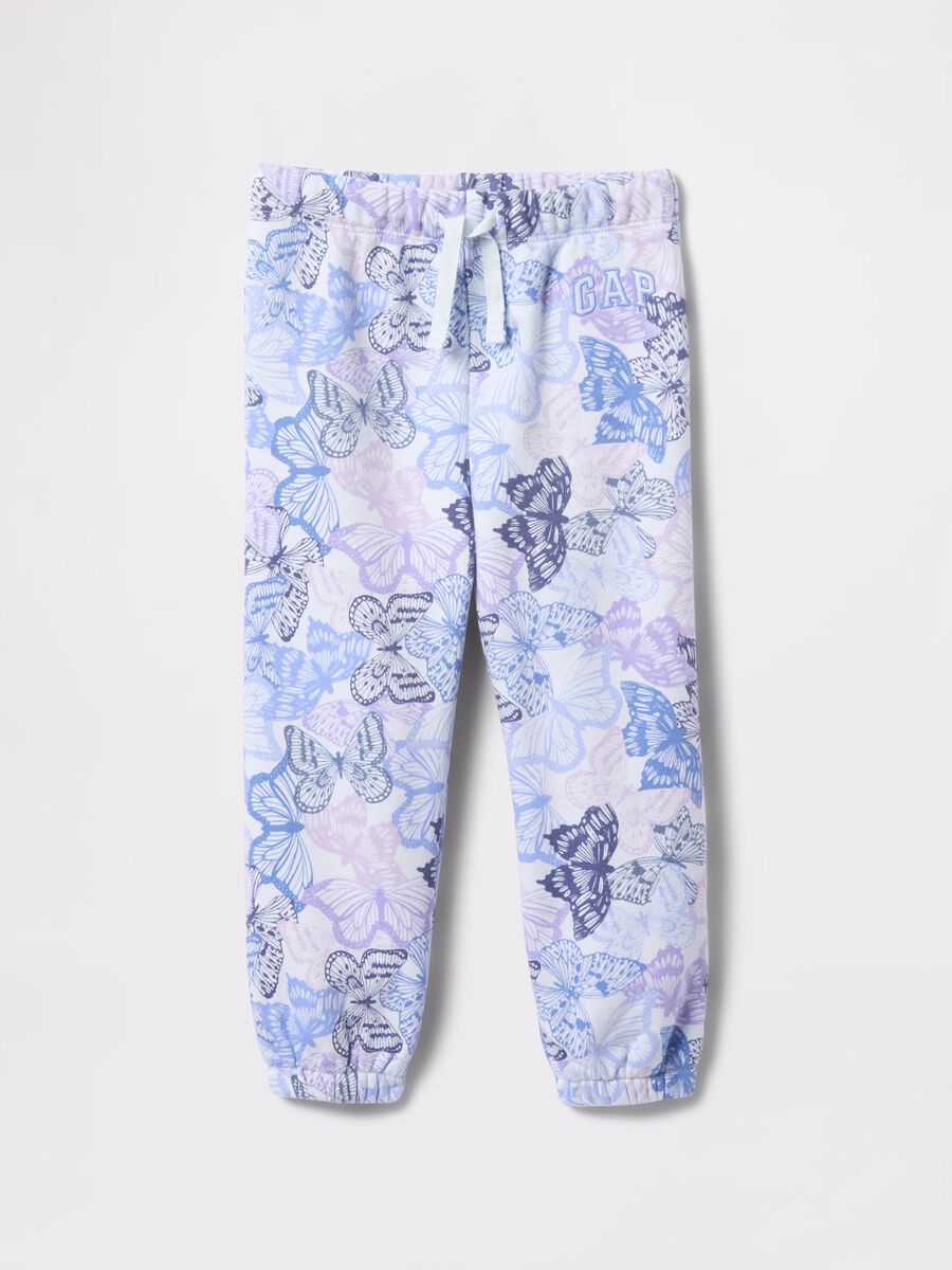 Joggers with drawstring butterflies print and logo embroidery_0