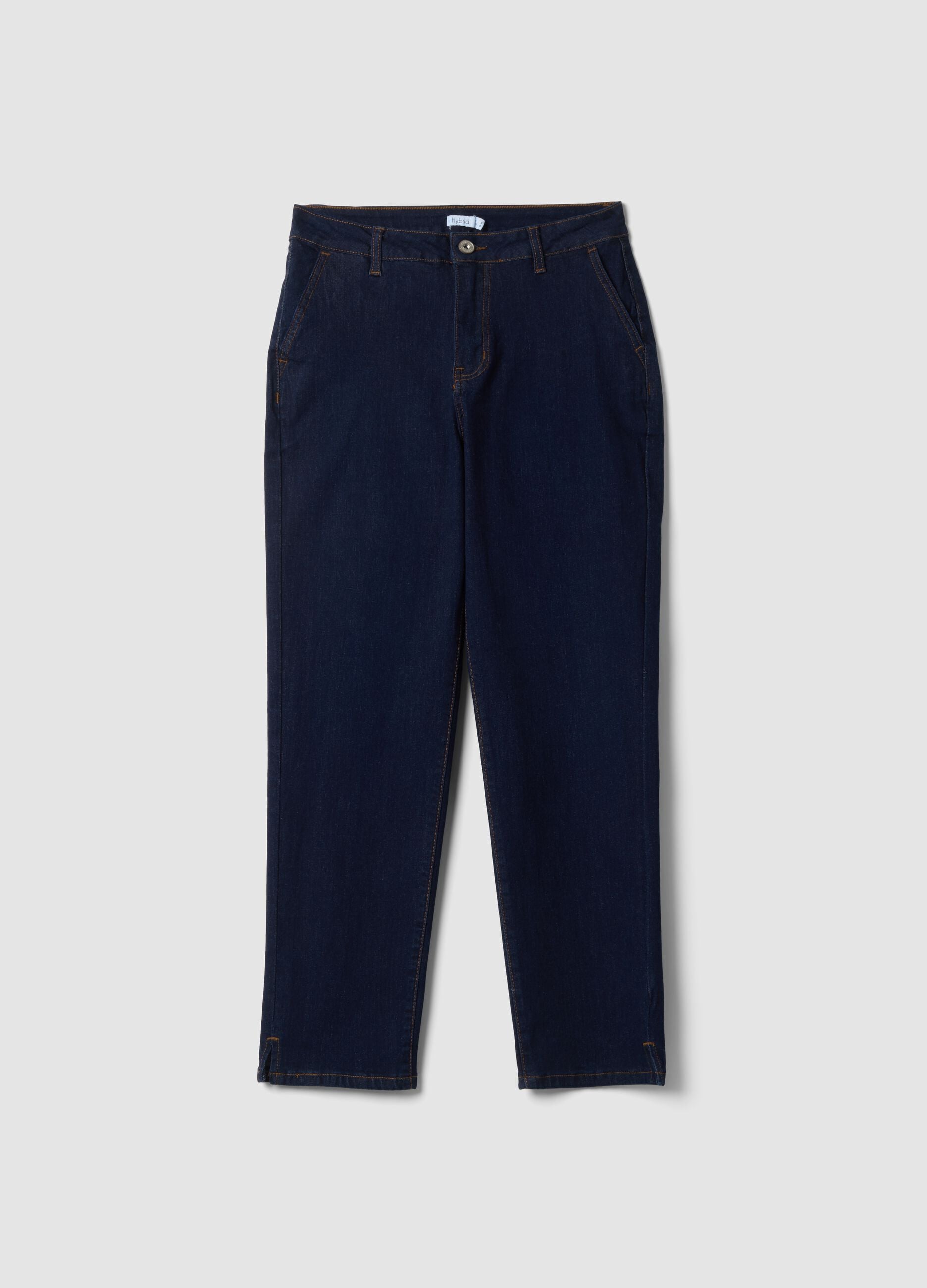 Regular-fit stretch cotton denim trousers
