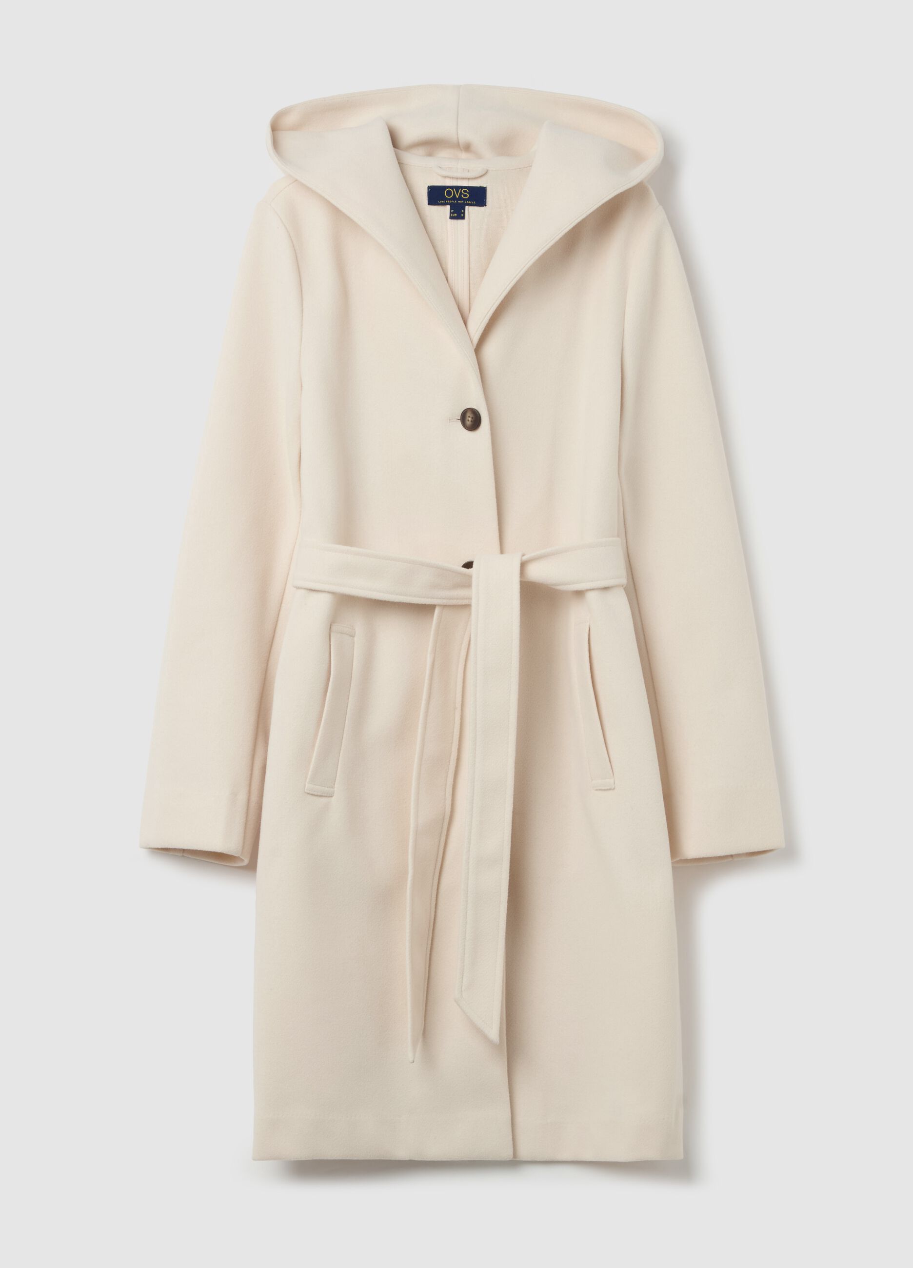 Coat in soft fabric with hood