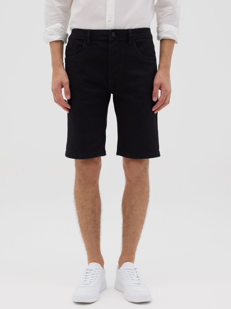 Black stretch denim shorts by Ovs_1