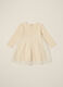 Beige dress for girls in stretch cotton_1