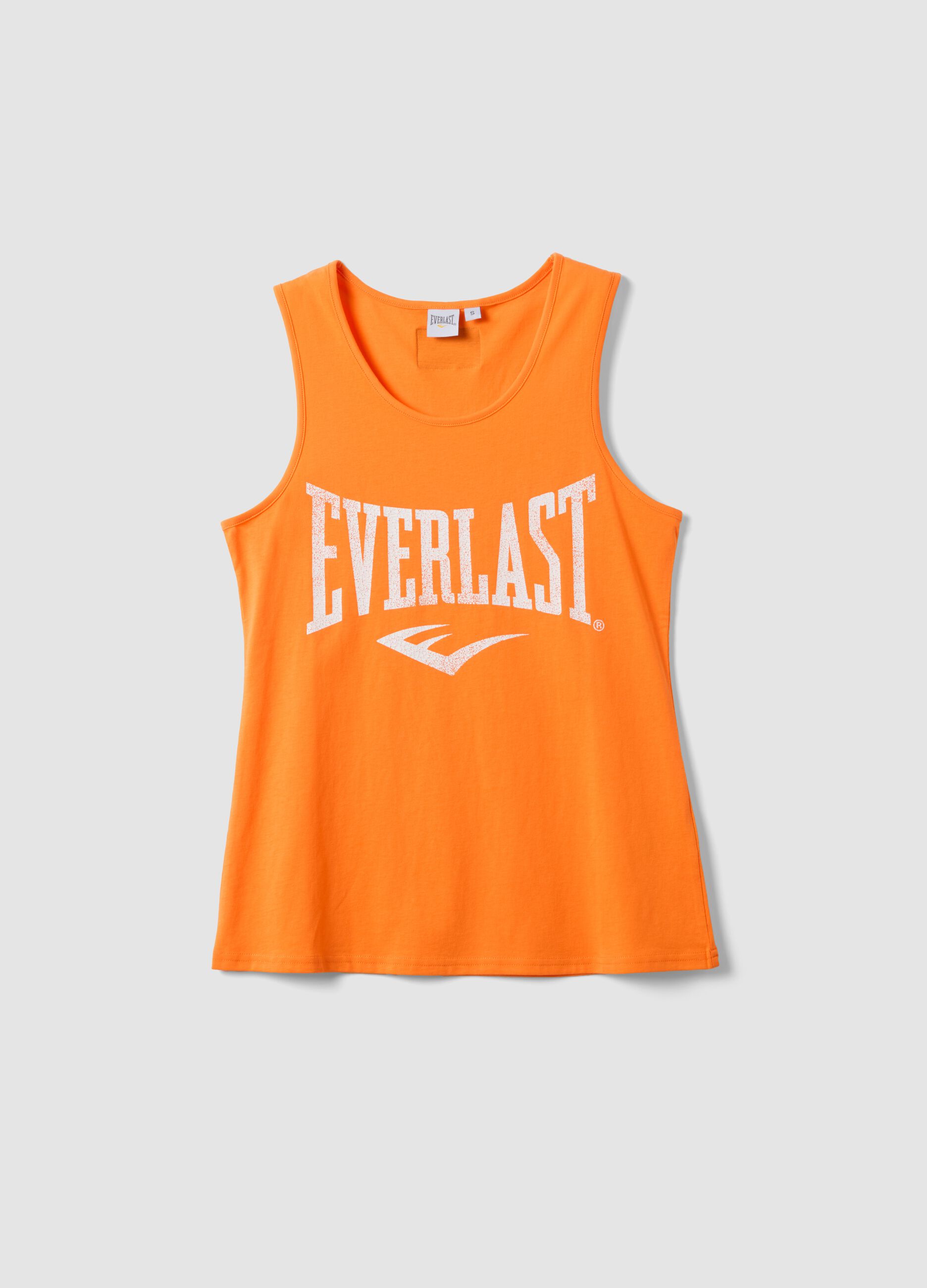 Tank top in puro cotone arancione regular fit con logo Everlast