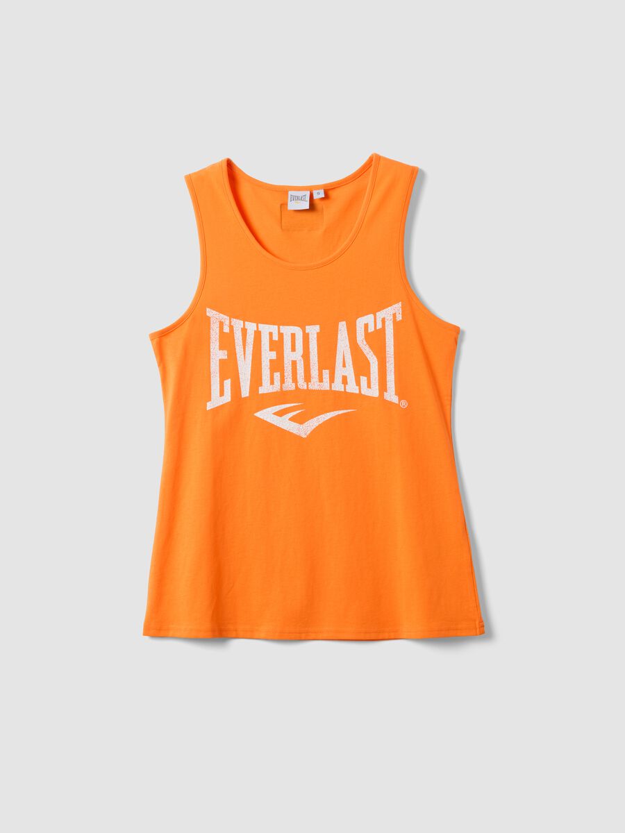 Tank top in puro cotone arancione regular fit con logo Everlast_0