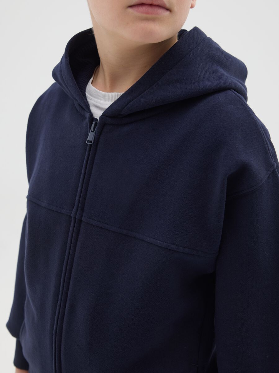 Felpa blu da ragazzo con cappuccio in puro cotone regular fit_2
