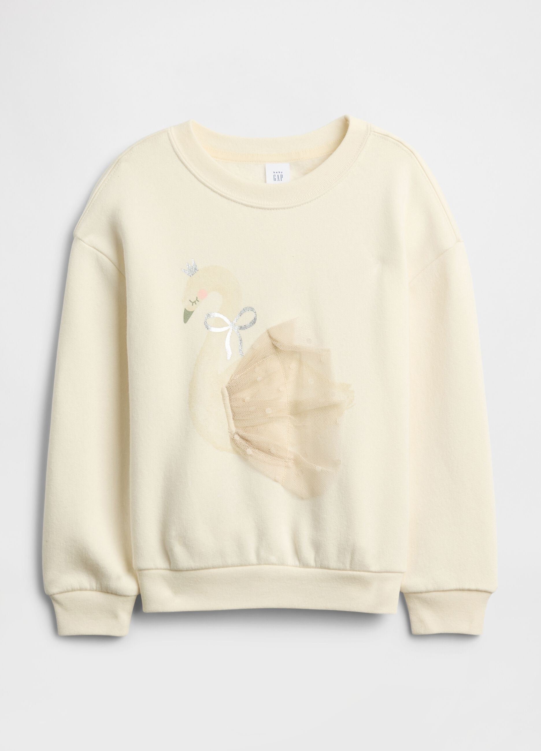 Beige crewneck sweatshirt with swan design