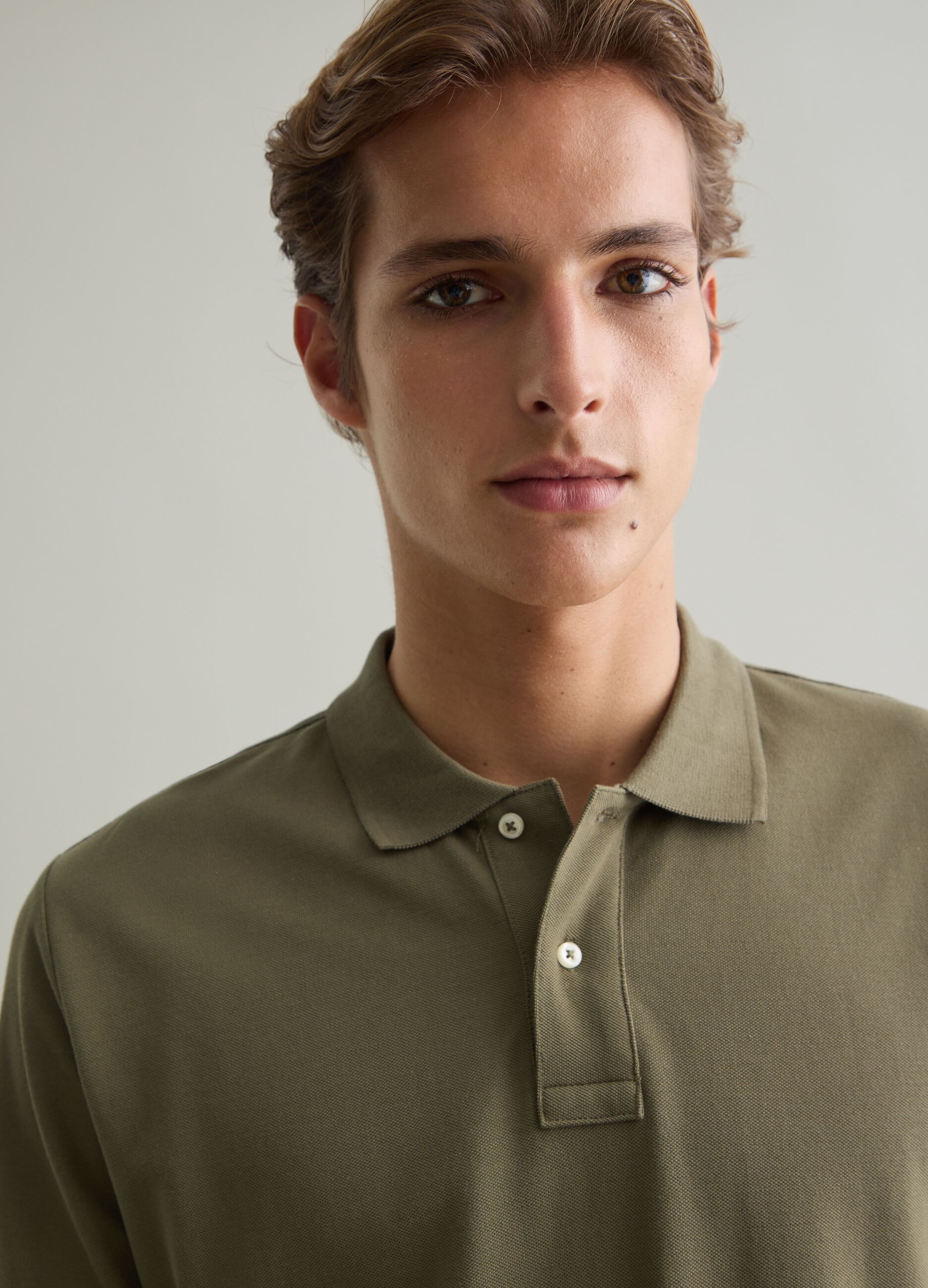 Polo da uomo in puro cotone Supima verde regular fit