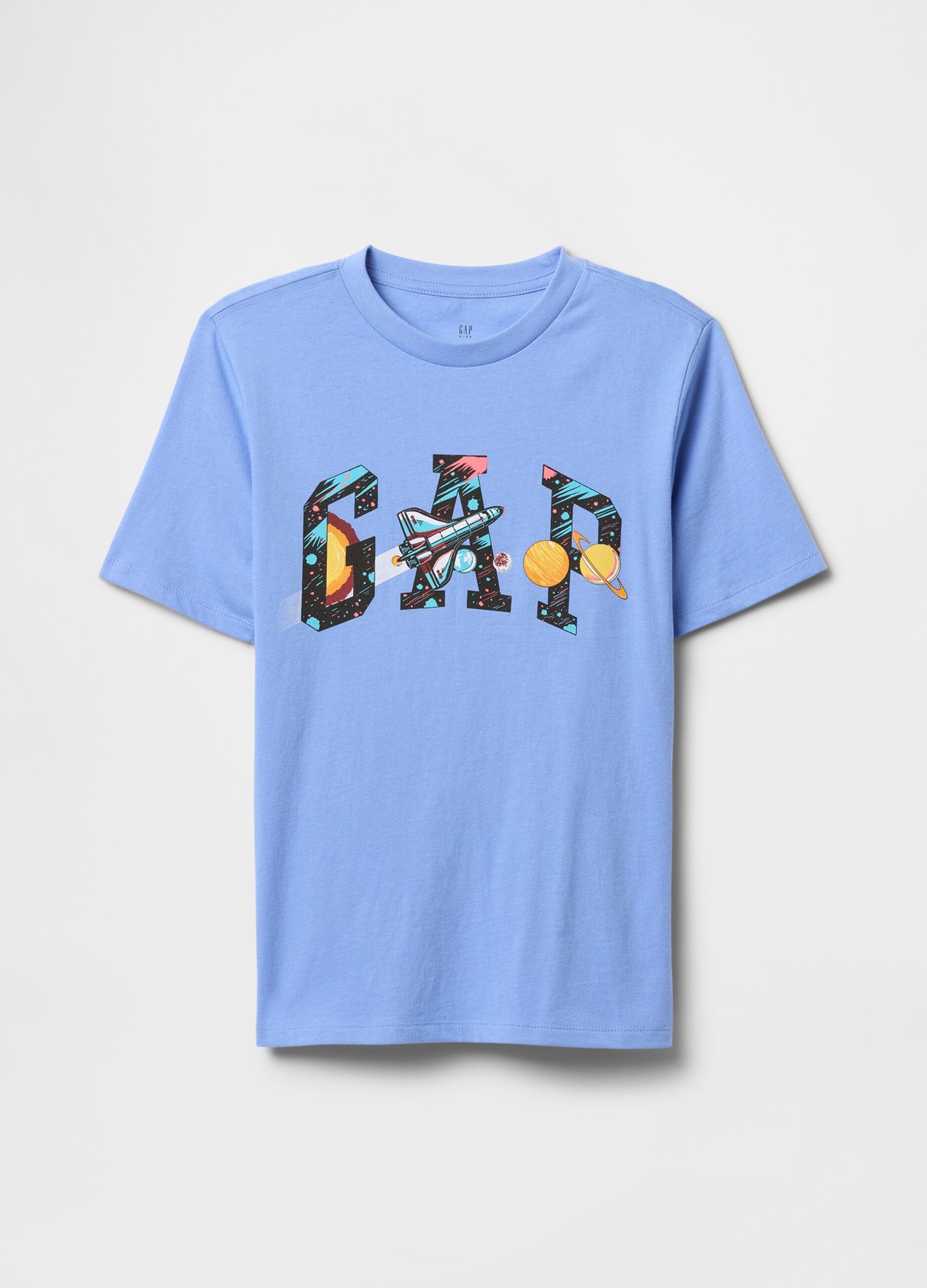 Blue T-shirt with GAP logo and astronaut