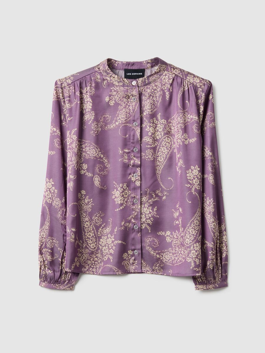 Multicolour viscose blend regular fit shirt with mandarin collar_4