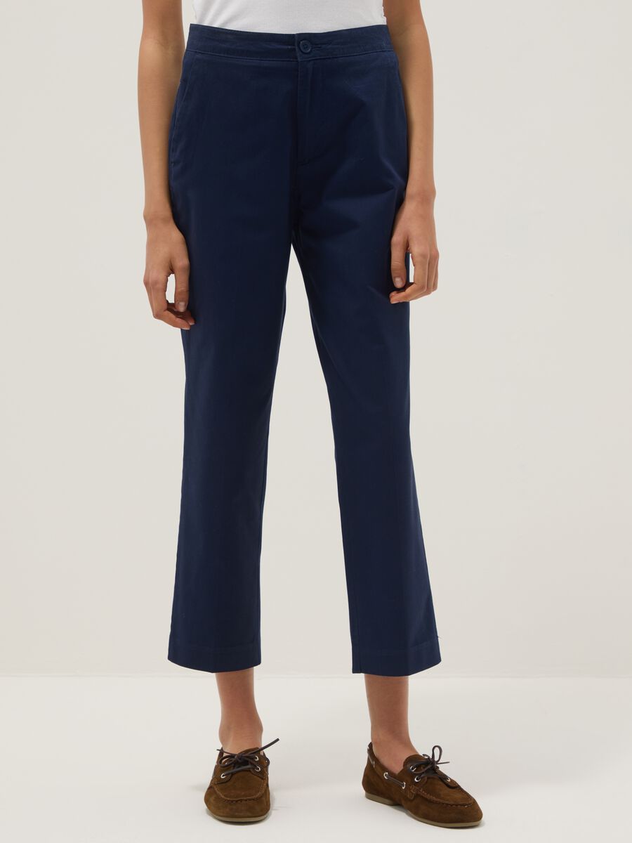 Blue regular-fit pure cotton chino trousers_1