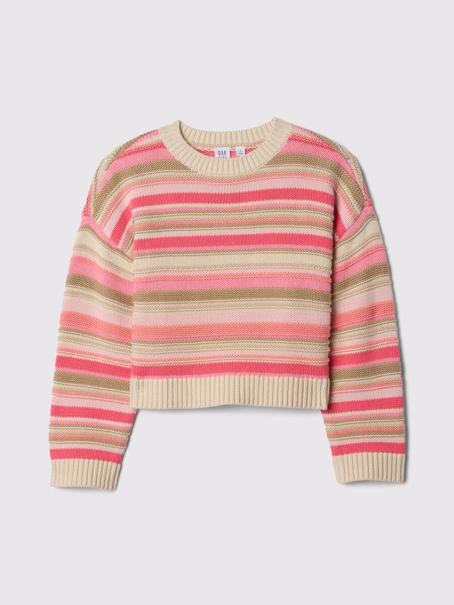 Pink and beige pullover in striped cotton_3