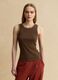 Brown Stretch Cotton Tank Top with Regular Fit and Embroidered Edges_2