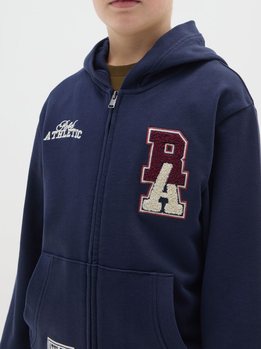 Felpa da ragazzo in puro cotone blu con cappuccio_2