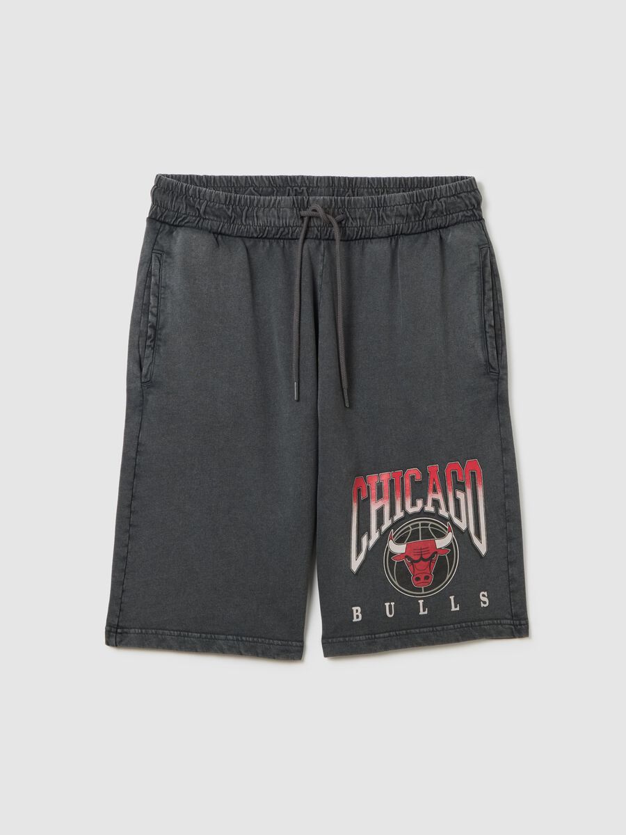 Men's Grey Chicago Bulls Cotton Sports Shorts_4