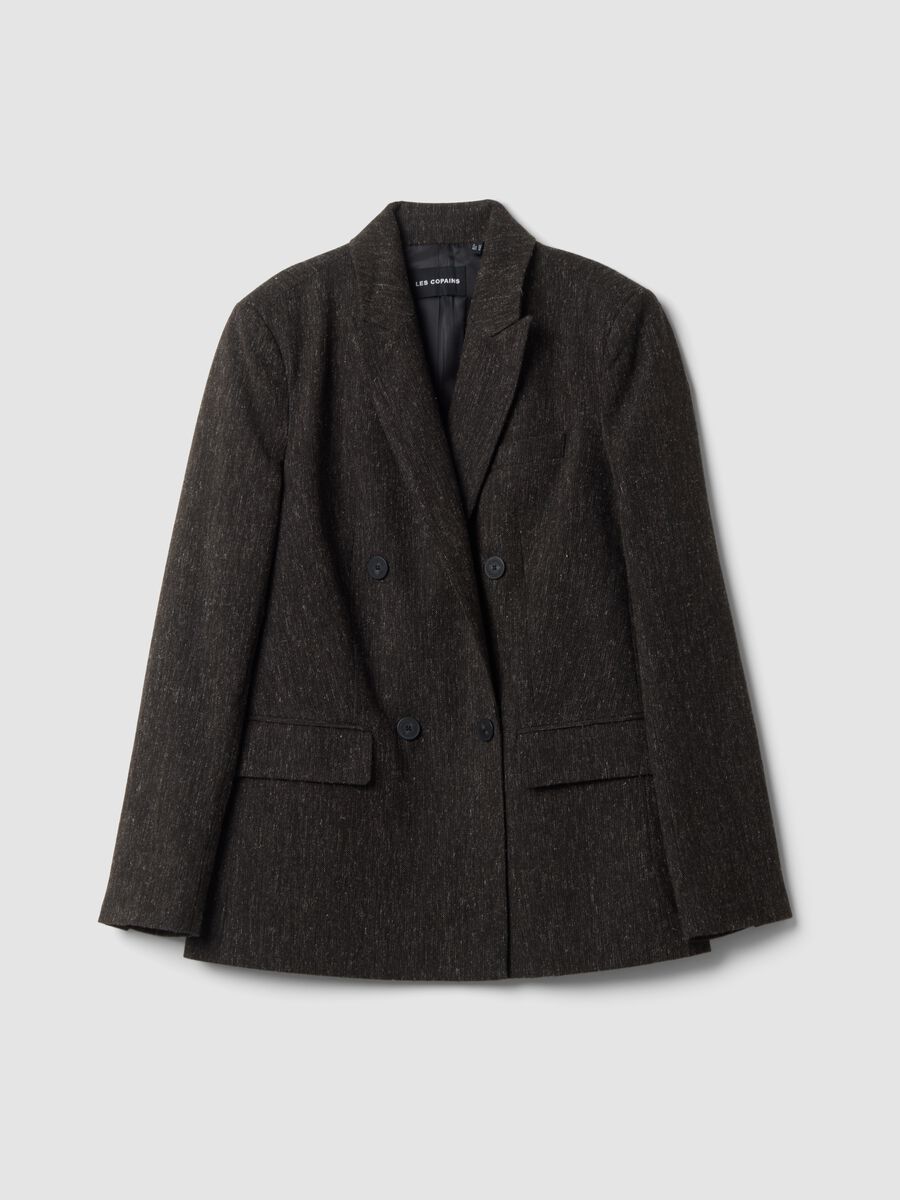 Blazer marrone in misto lana e viscosa_0