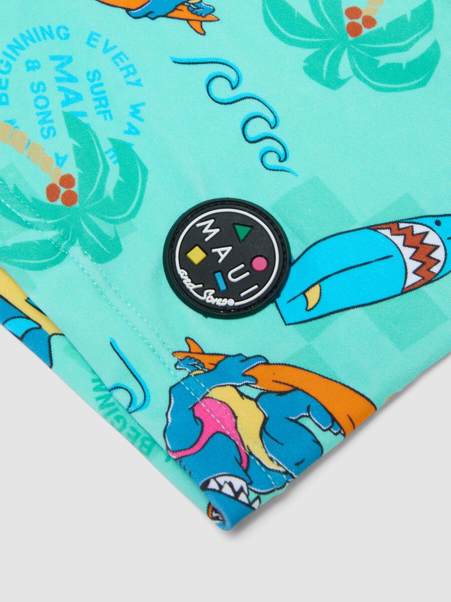 Boys&rsquo; blue stretch swim shorts with print_3