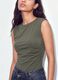 Green stretch jersey bodysuit with ruching, regular fit_1