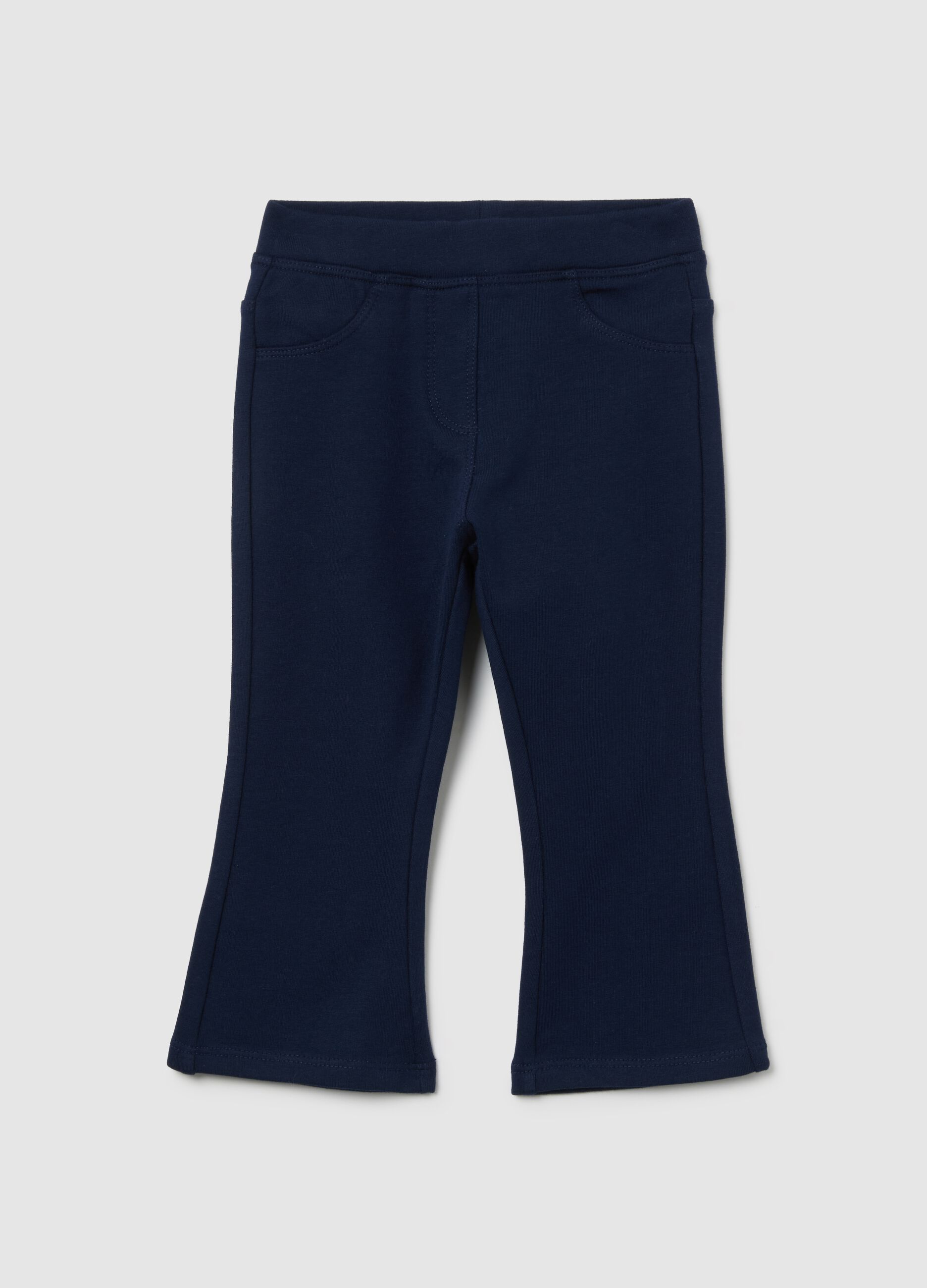Girls' Slim Fit Blue Stretch Cotton Treggings