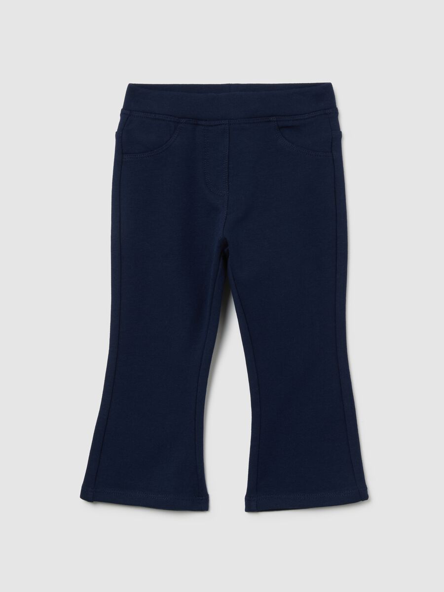 Girls' Slim Fit Blue Stretch Cotton Treggings_0